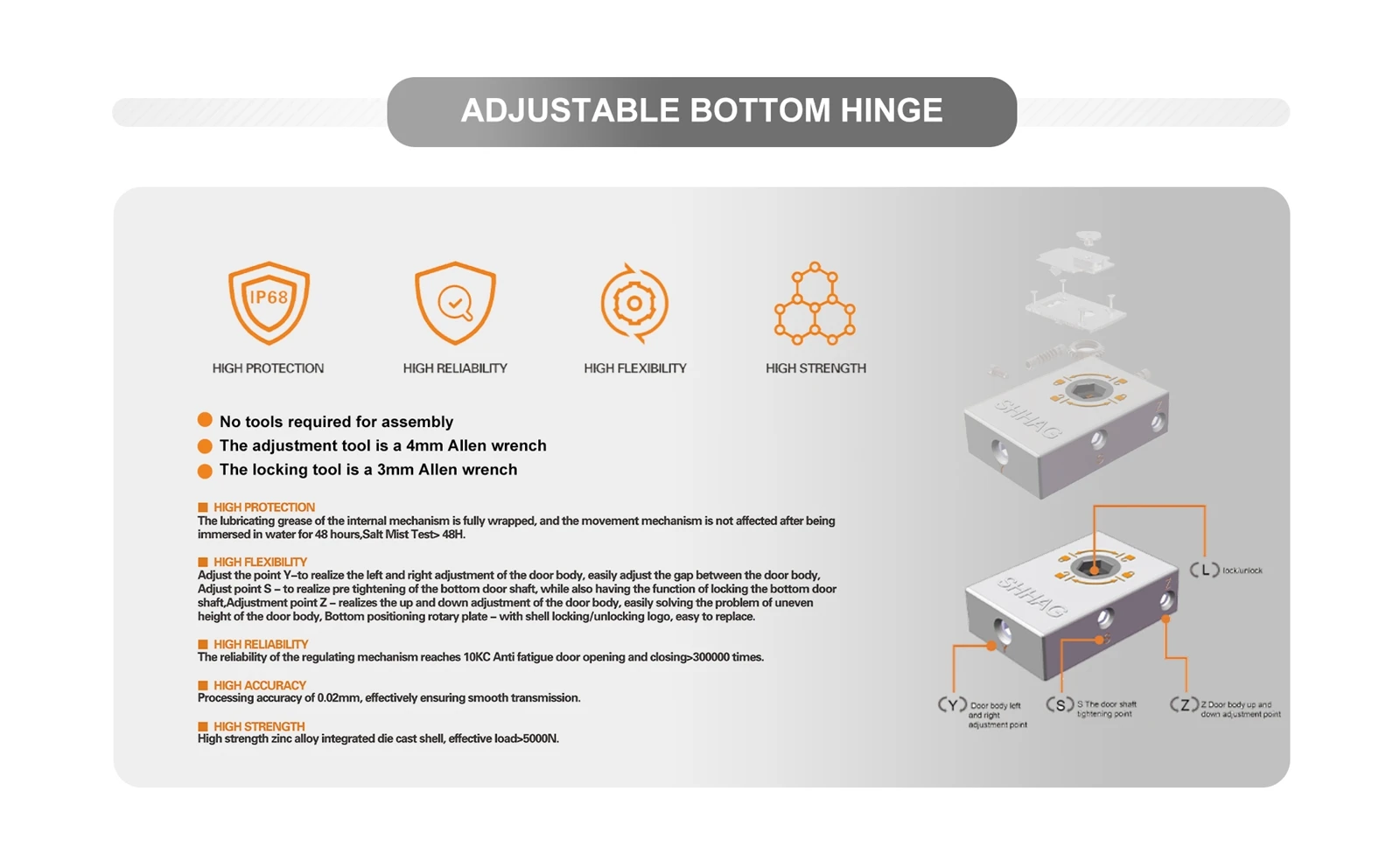 ADJUSTABLE BOTTOM HINGE ADJUSTABLE BOTTOM HINGE